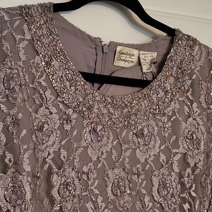 Gray Sequin and Lace Top